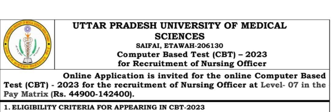 UPUMS Nursing Officer Recruitment 2023 Best Job