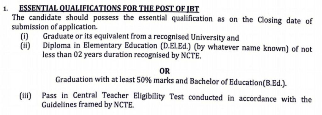 Chandigarh JBT Teacher Recruitment 2023 Apply 293 Post 1