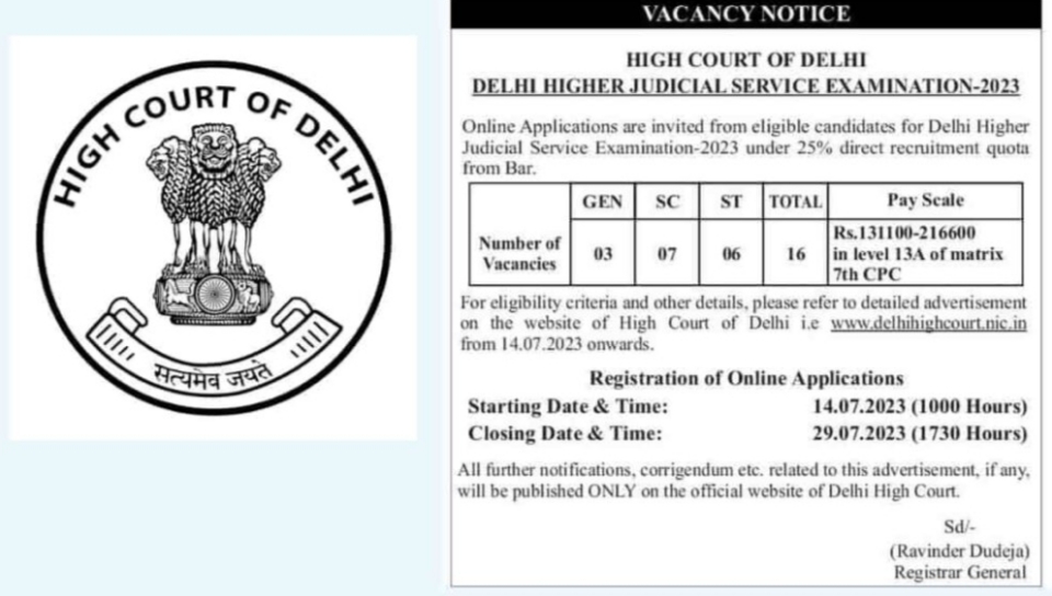 Delhi High Court Judiciary Exam 2023