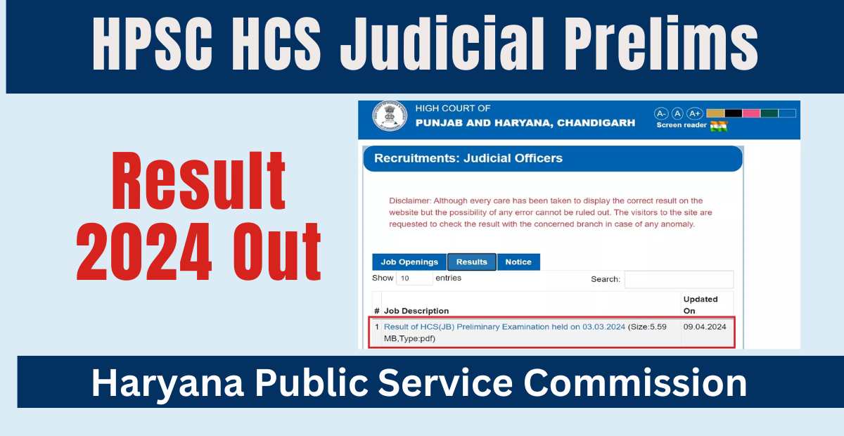HPSC HCS Judicial Prelims Result 2024 Out