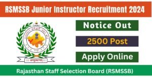 RSMSSB Junior Instructor Recruitment