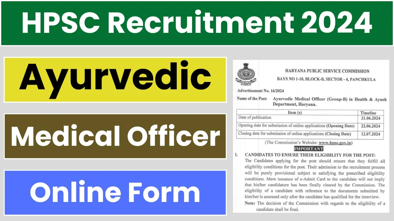 HPSC Ayurvedic Medical Officer Recruitment