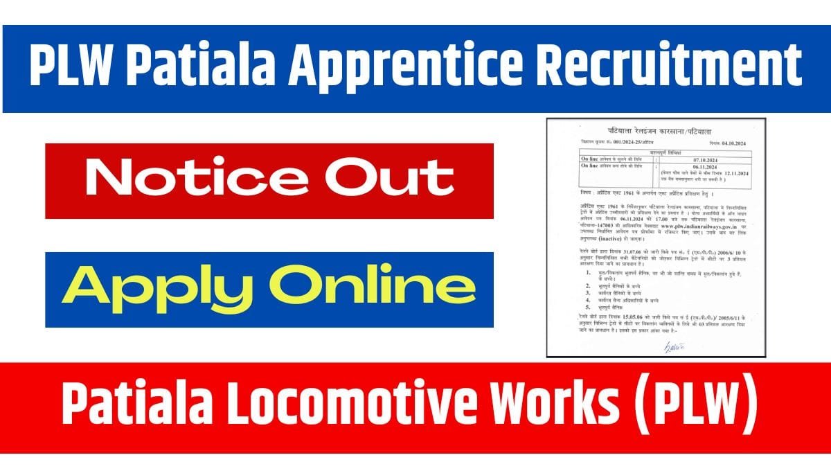 PLW Patiala ApprenticeRecruitment 2024 Eligibility Details Apply Online