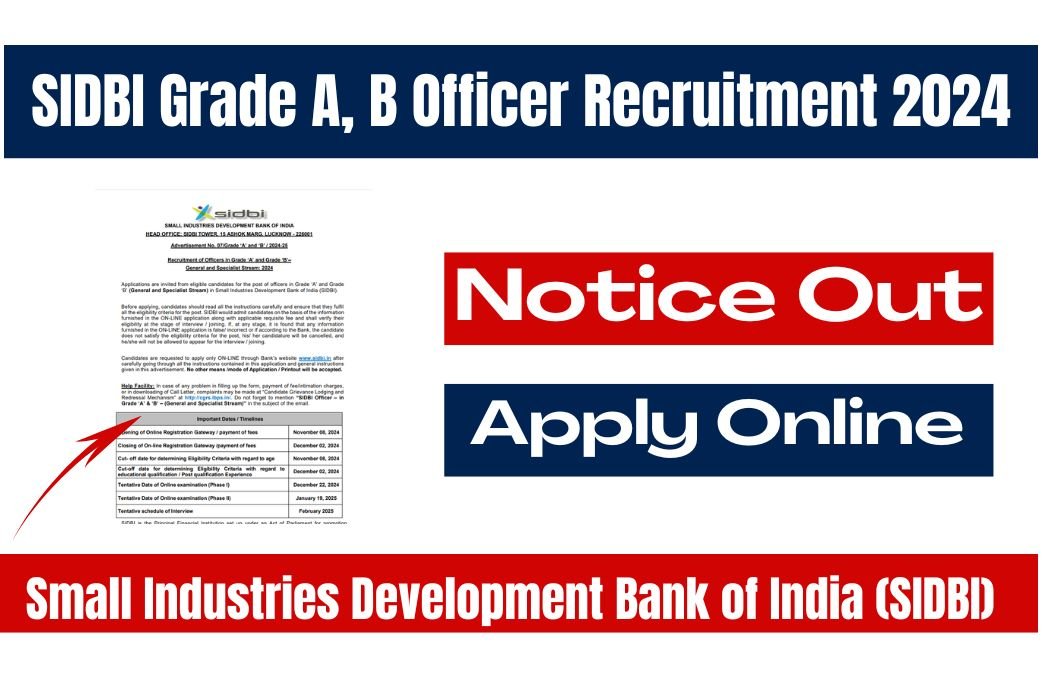 SIDBI Grade A, B Officer Recruitment 2024