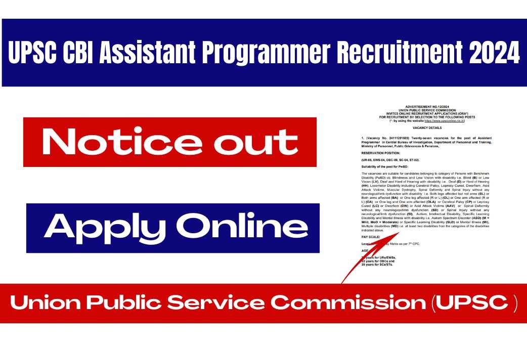 UPSC CBI Assistant Programmer Recruitment 2024